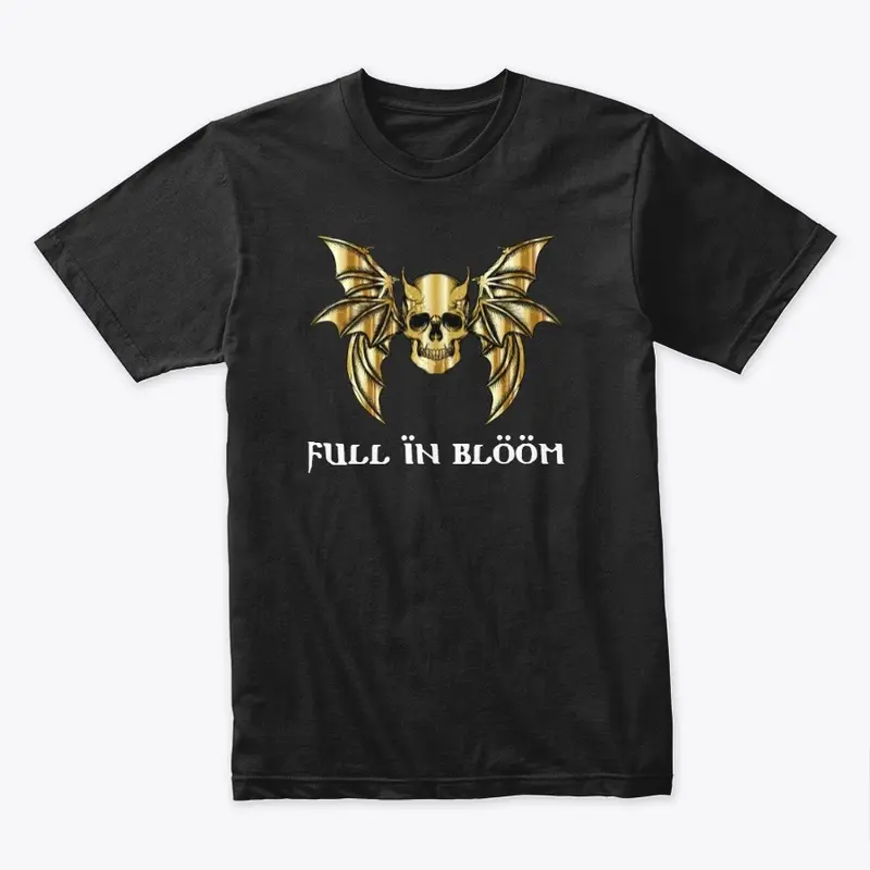 full in bloom Gold Skull w/ Wings